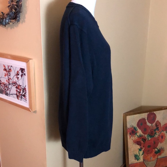 Vintage 90’s LL Bean size Large Tall Classic Crewneck Sweater 100% Cotton Navy - Picture 4 of 13